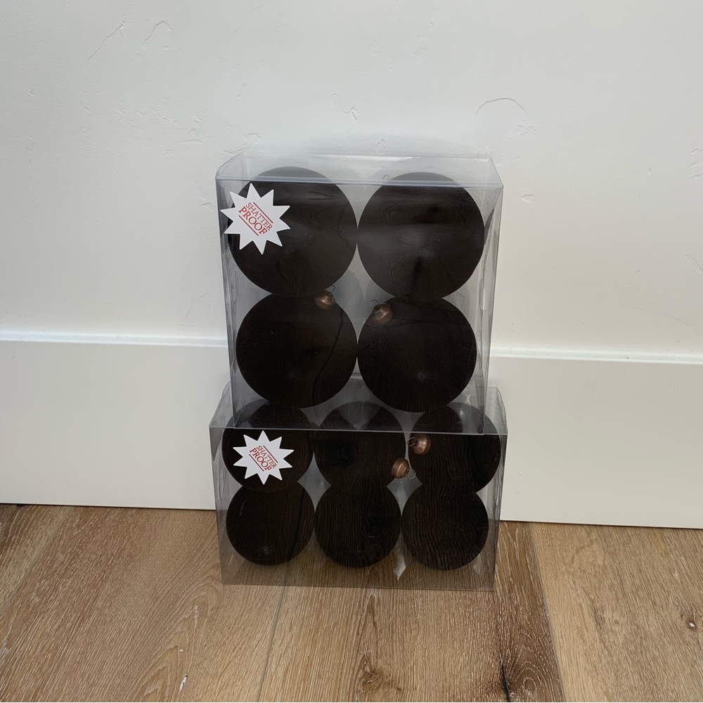 Set of 10 NEW Hobby Lobby Black Flocked Ball Ornaments